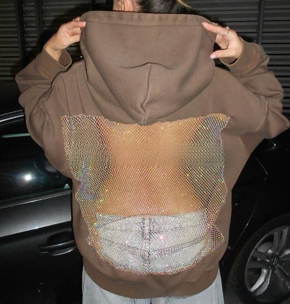 Women's Hooded Long Sleeve Mesh Sweatshirt