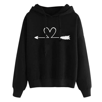 Women's Hooded Sweatshirt Loose Fit Printed Pullover