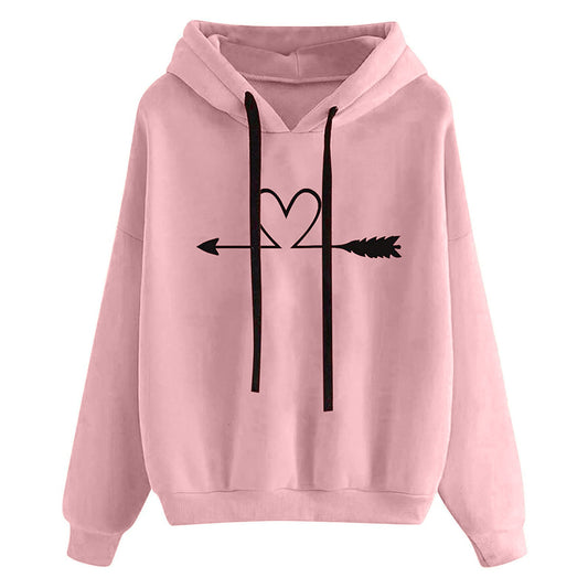 Women's Hooded Sweatshirt Loose Fit Printed Pullover