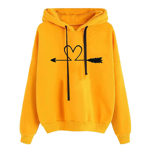 Women's Hooded Sweatshirt Loose Fit Printed Pullover