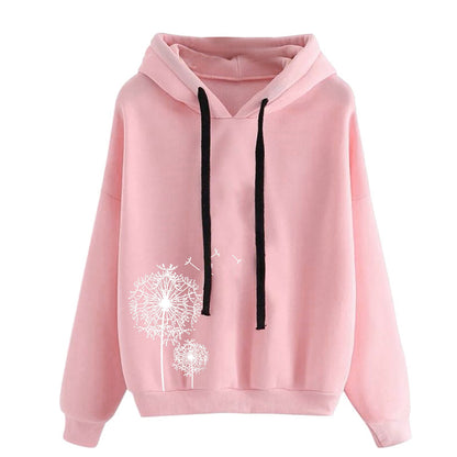 Women's Hooded Sweatshirt Loose Fit Printed Pullover
