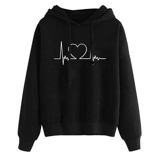 Women's Hooded Sweatshirt Loose Fit Printed Pullover