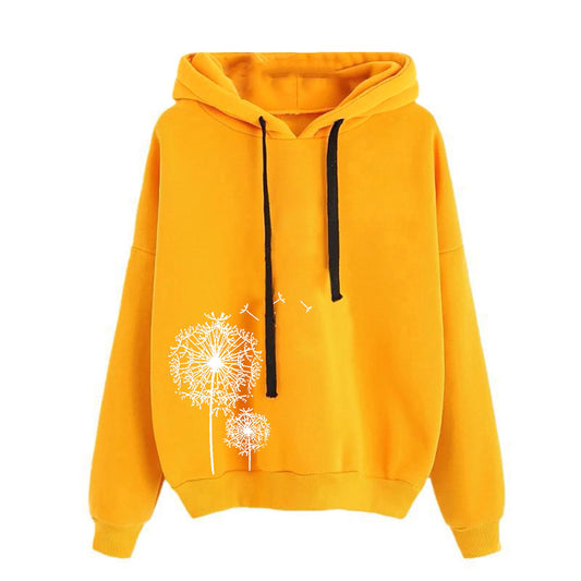 Women's Hooded Sweatshirt Loose Fit Printed Pullover