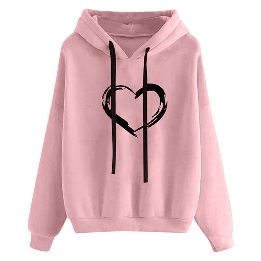 Women's Hooded Sweatshirt Loose Fit Printed Pullover