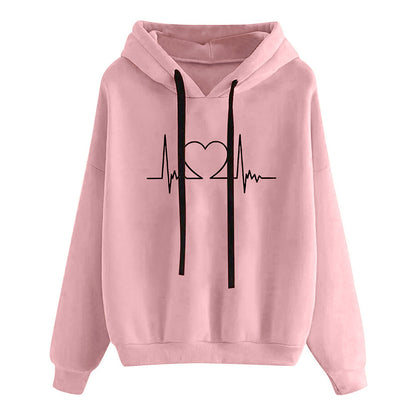Women's Hooded Sweatshirt Loose Fit Printed Pullover