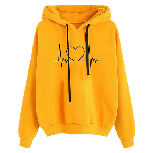 Women's Hooded Sweatshirt Loose Fit Printed Pullover