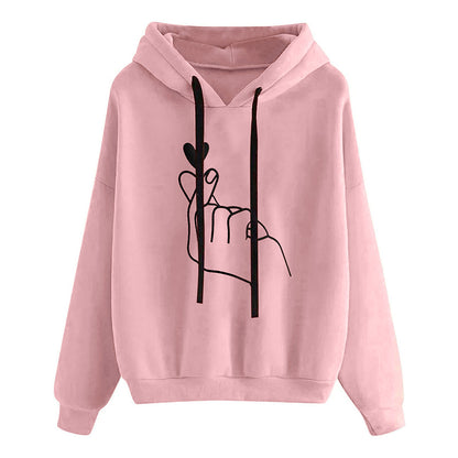 Women's Hooded Sweatshirt Loose Fit Printed Pullover