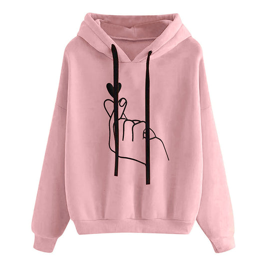 Women's Hooded Sweatshirt Loose Fit Printed Pullover