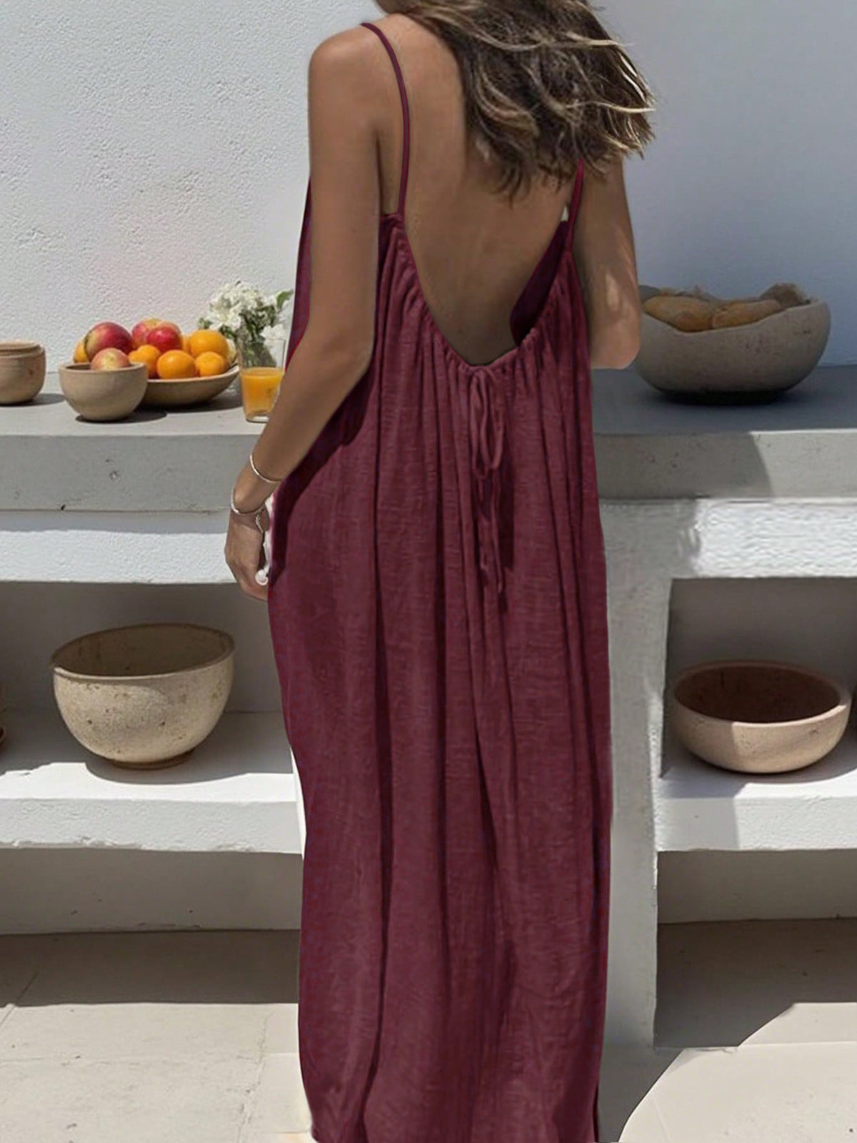 Women's Ice Silk Backless Long Dress