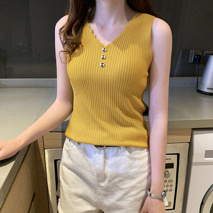Women's Ice Silk Knitted Sleeveless Top