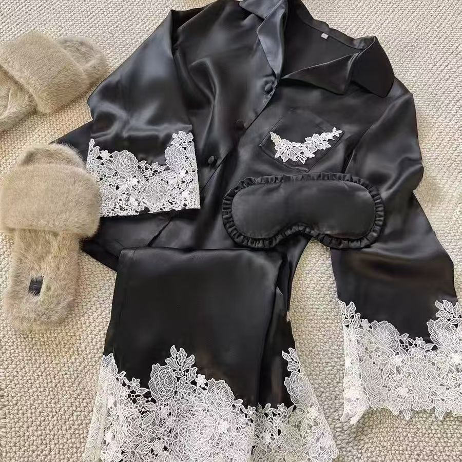Women's Ice Silk Lace Pajama Set
