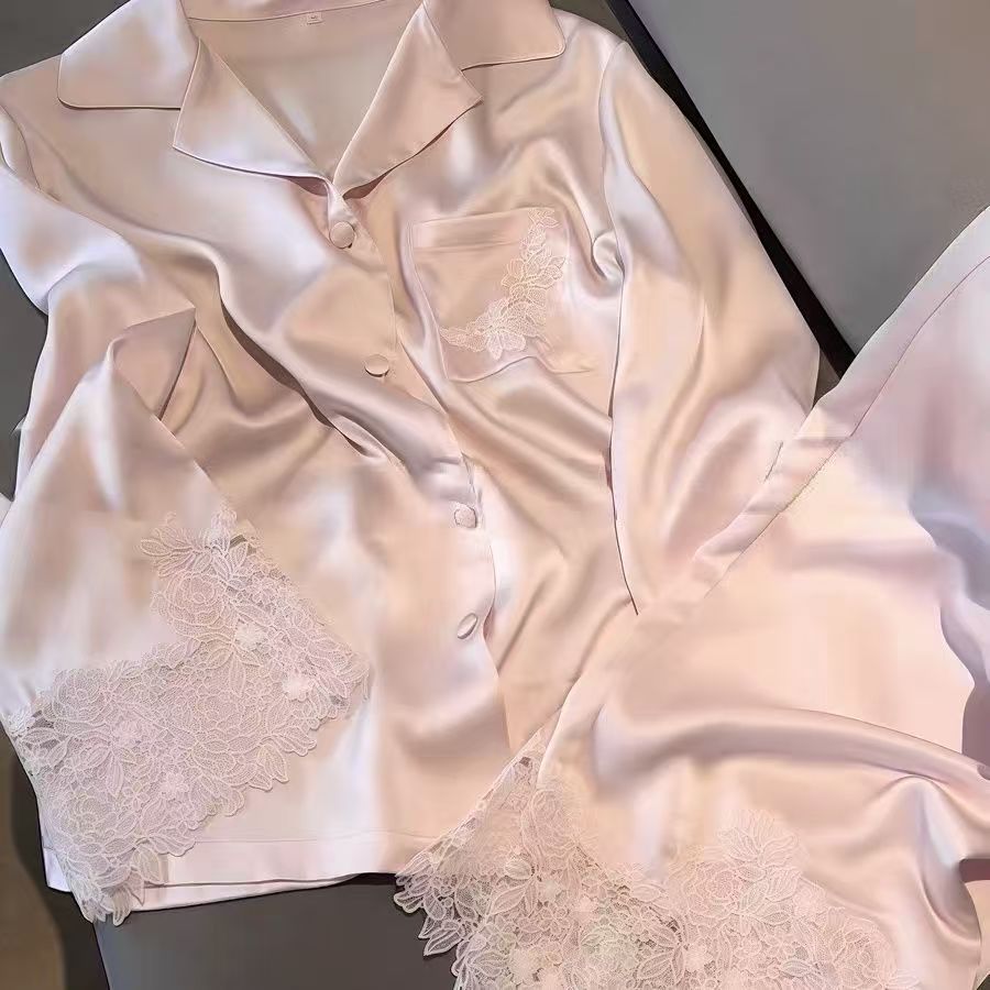 Women's Ice Silk Lace Pajama Set