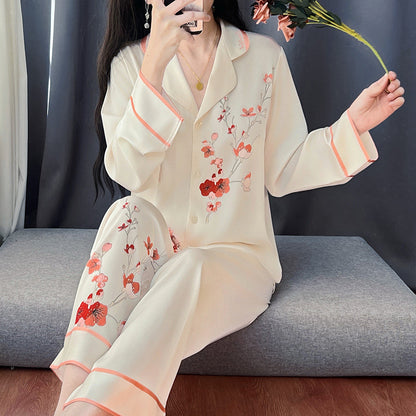 Women's Ice Silk Lace Pajama Set