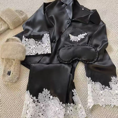 Women's Ice Silk Lace Pajama Set