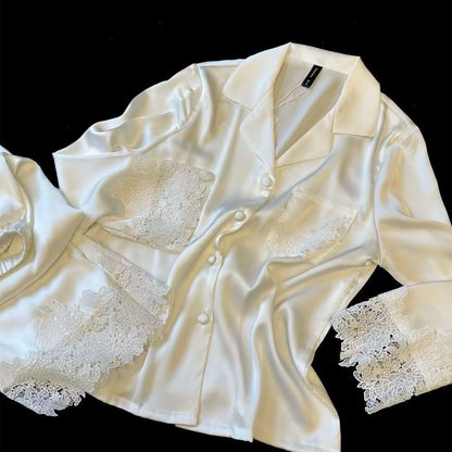 Women's Ice Silk Lace Pajama Set