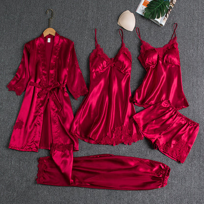 Women's Ice Silk V-Neck Pajama Set