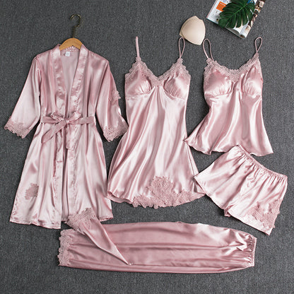 Women's Ice Silk V-Neck Pajama Set