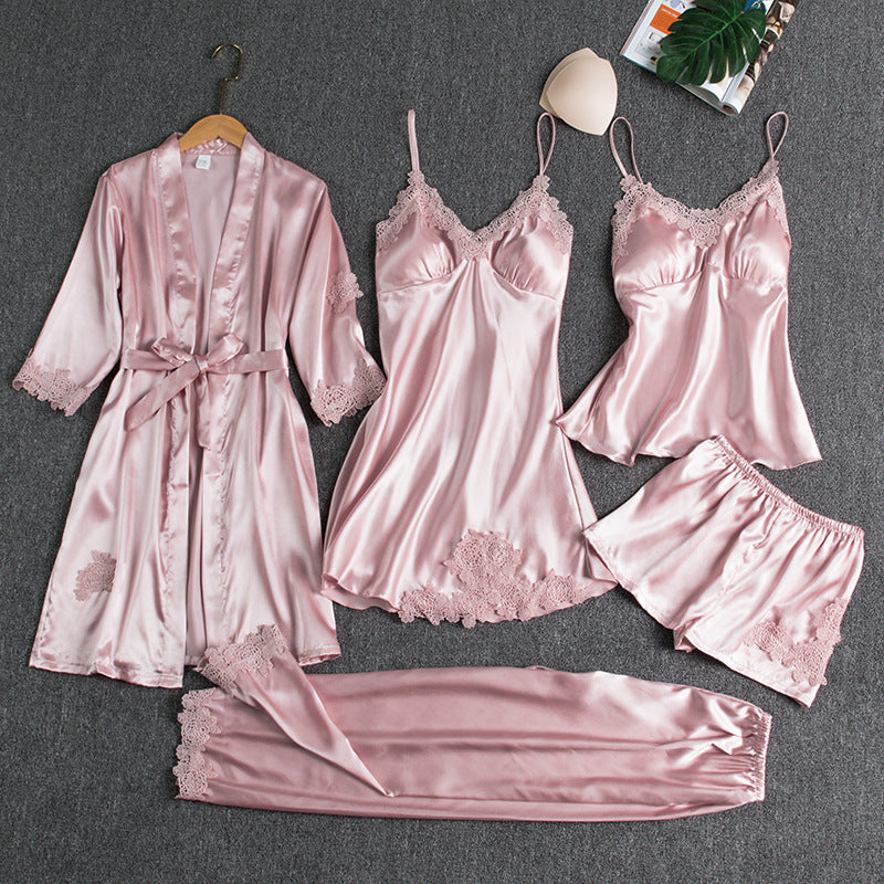 Women's Ice Silk V-Neck Pajama Set