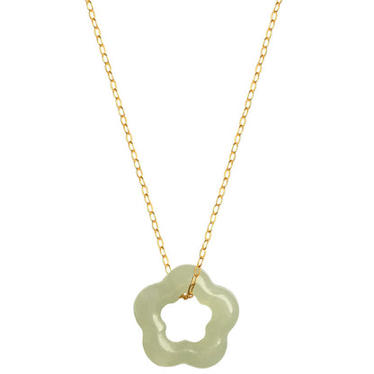 Women's imitation Heitan jade plum blossom necklace