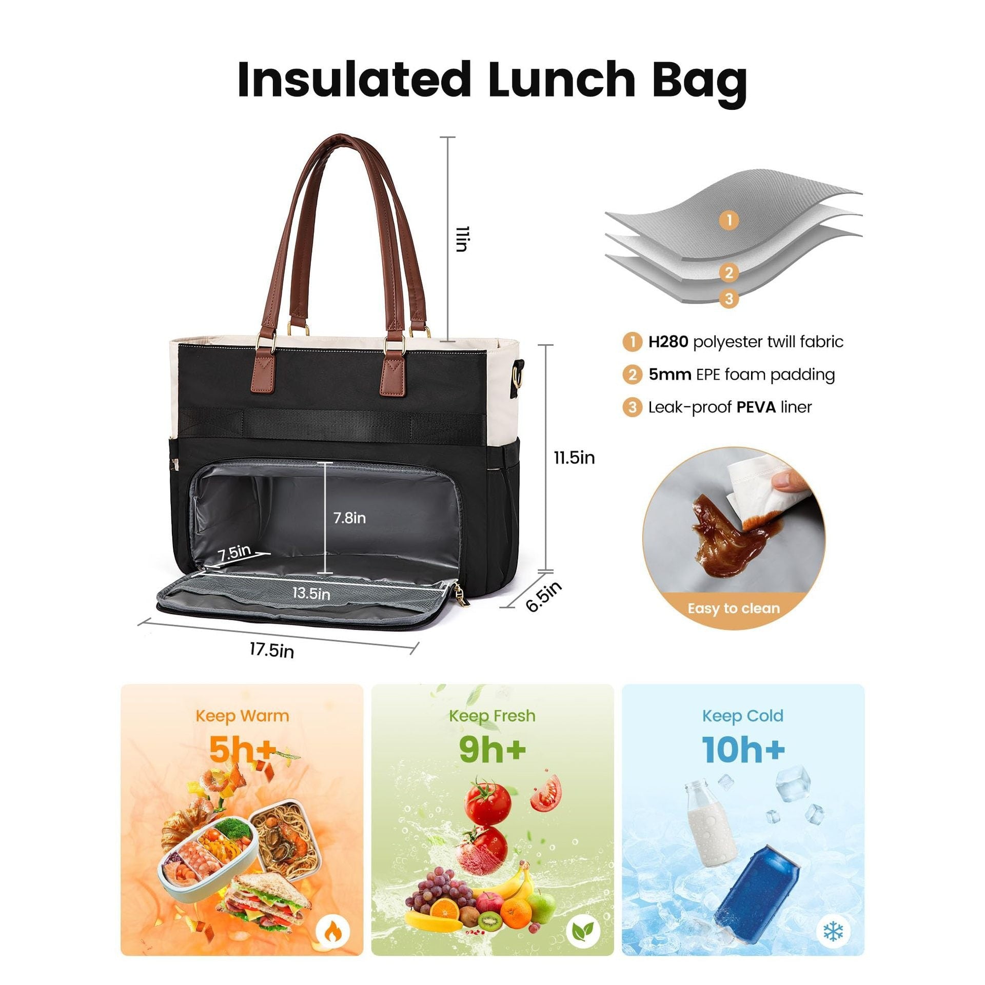 Women's Insulated Lunch Tote Bag with Cup Holder
