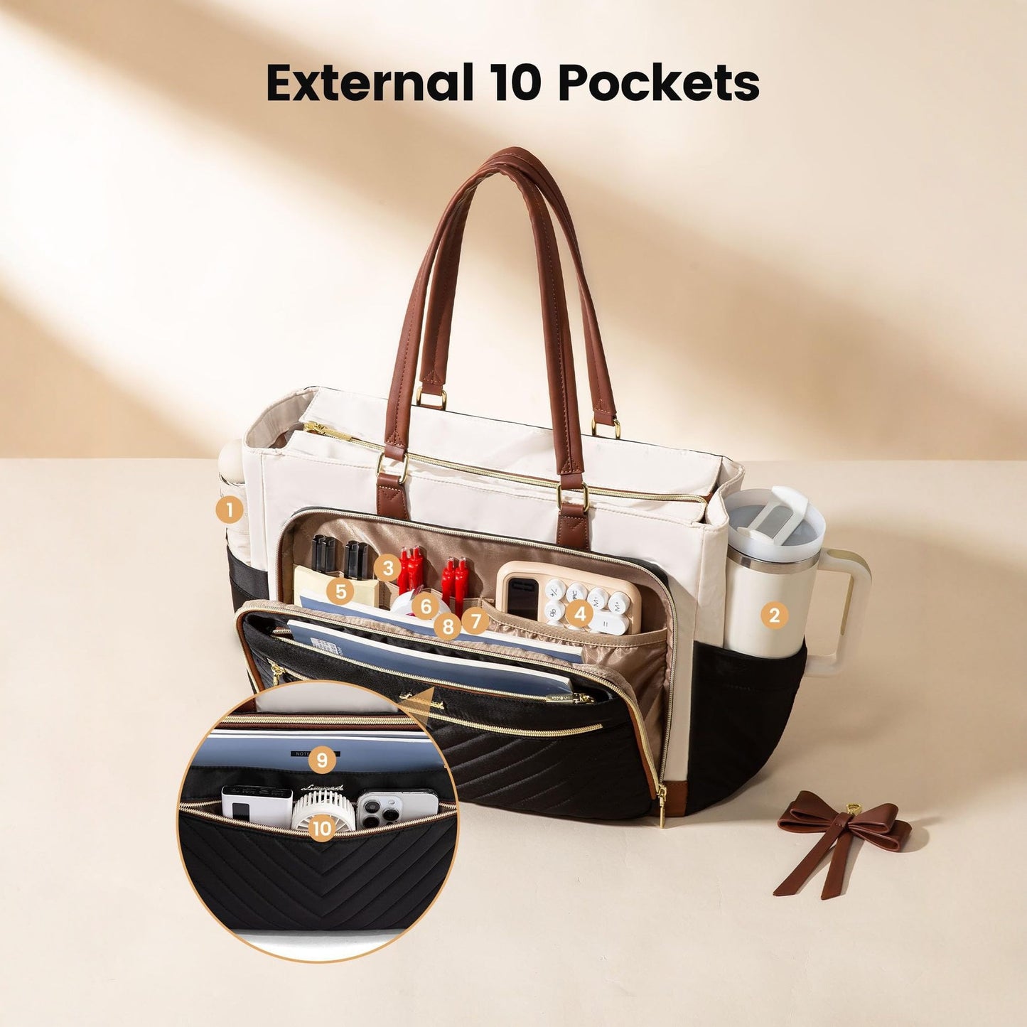 Women's Insulated Lunch Tote Bag with Cup Holder