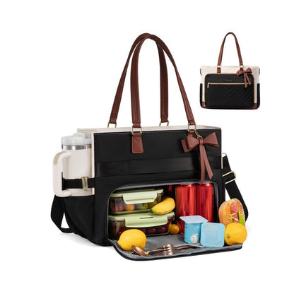 Women's Insulated Lunch Tote Bag with Cup Holder