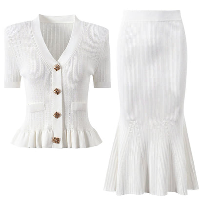 Women's Knit Cardigan and Skirt Set