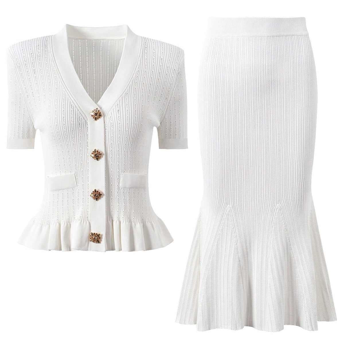 Women's Knit Cardigan and Skirt Set