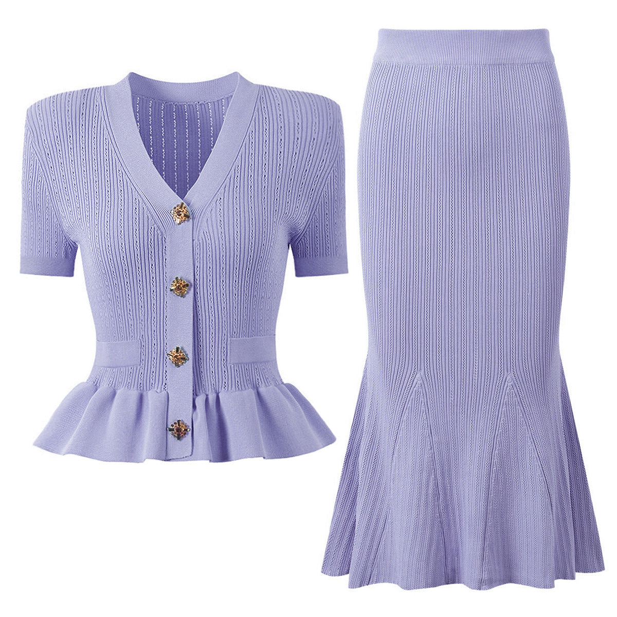 Women's Knit Cardigan and Skirt Set