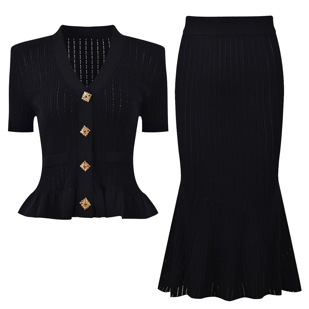 Women's Knit Cardigan and Skirt Set