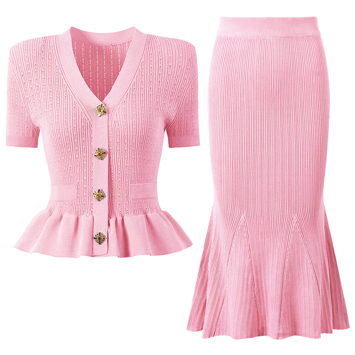 Women's Knit Cardigan and Skirt Set