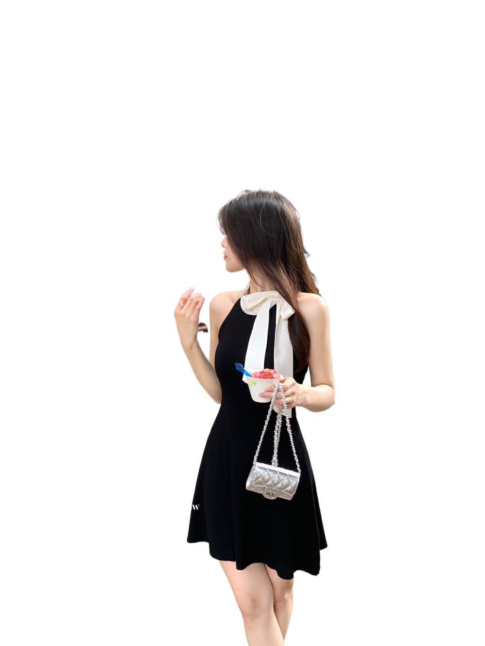 Women's Knit Dress with Tie Design