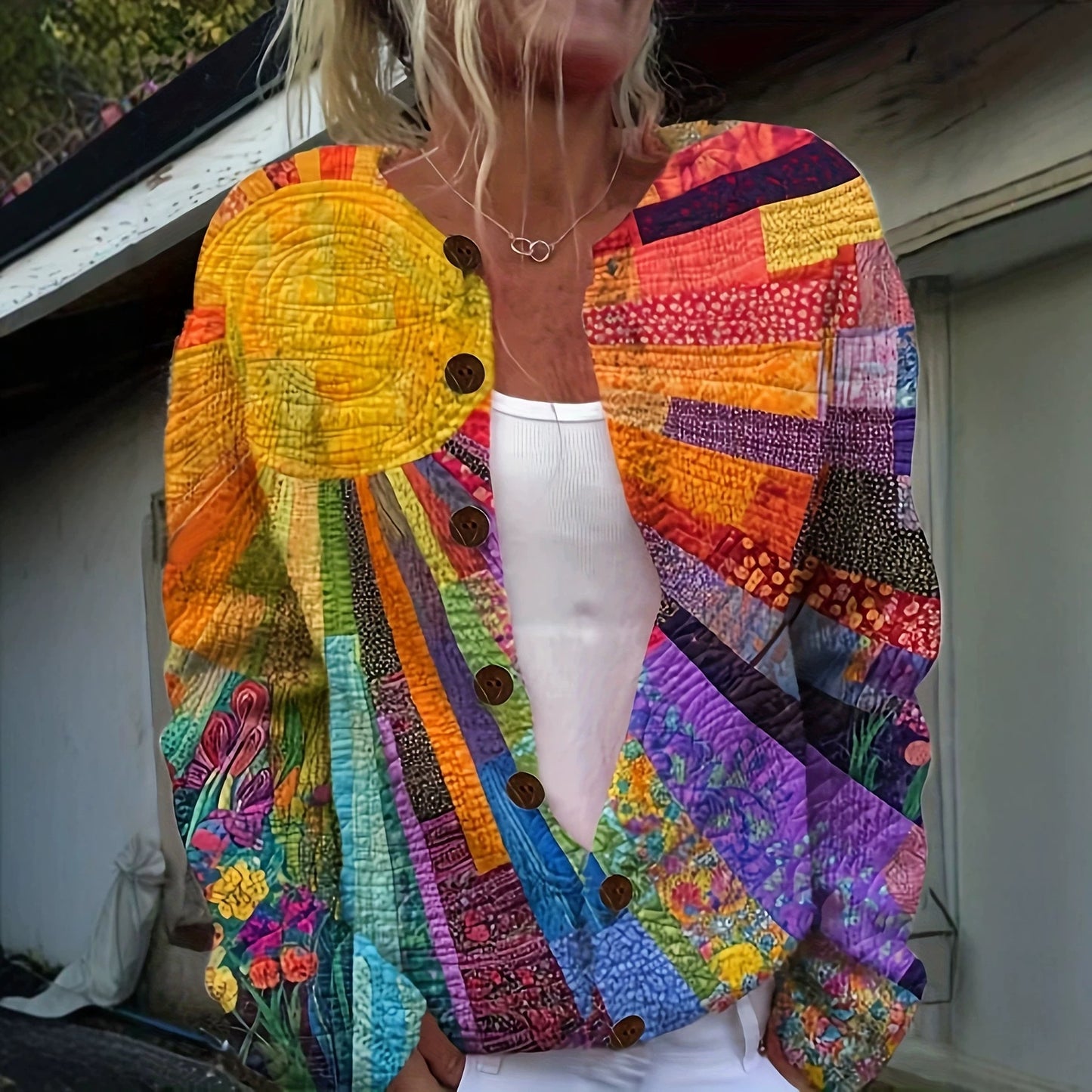 Women’s Knitted Cardigan – Oversized, Relaxed-Fit, Single-Breasted, Long-Sleeve Sweater Jacket