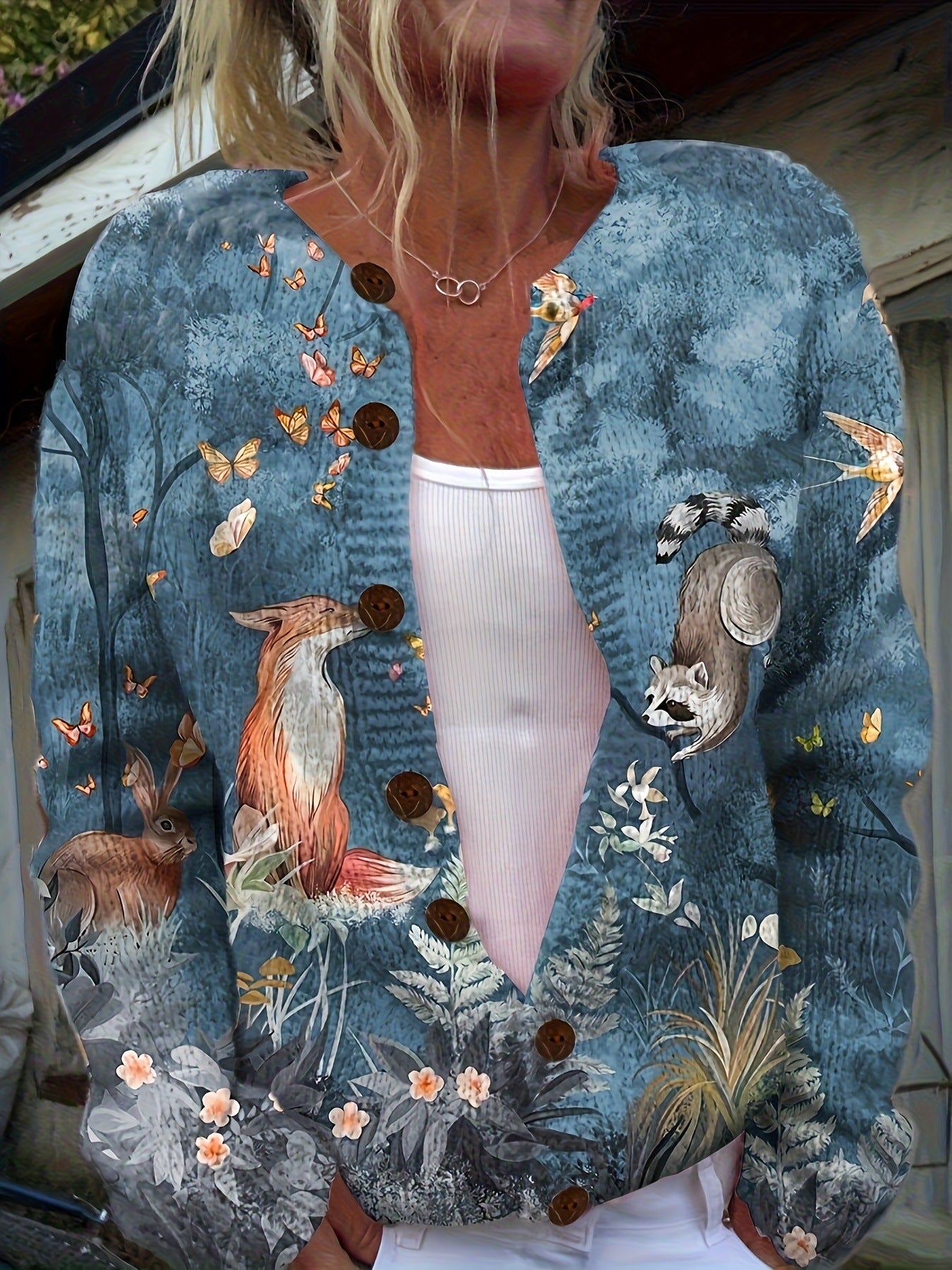 Women’s Knitted Cardigan – Oversized, Relaxed-Fit, Single-Breasted, Long-Sleeve Sweater Jacket