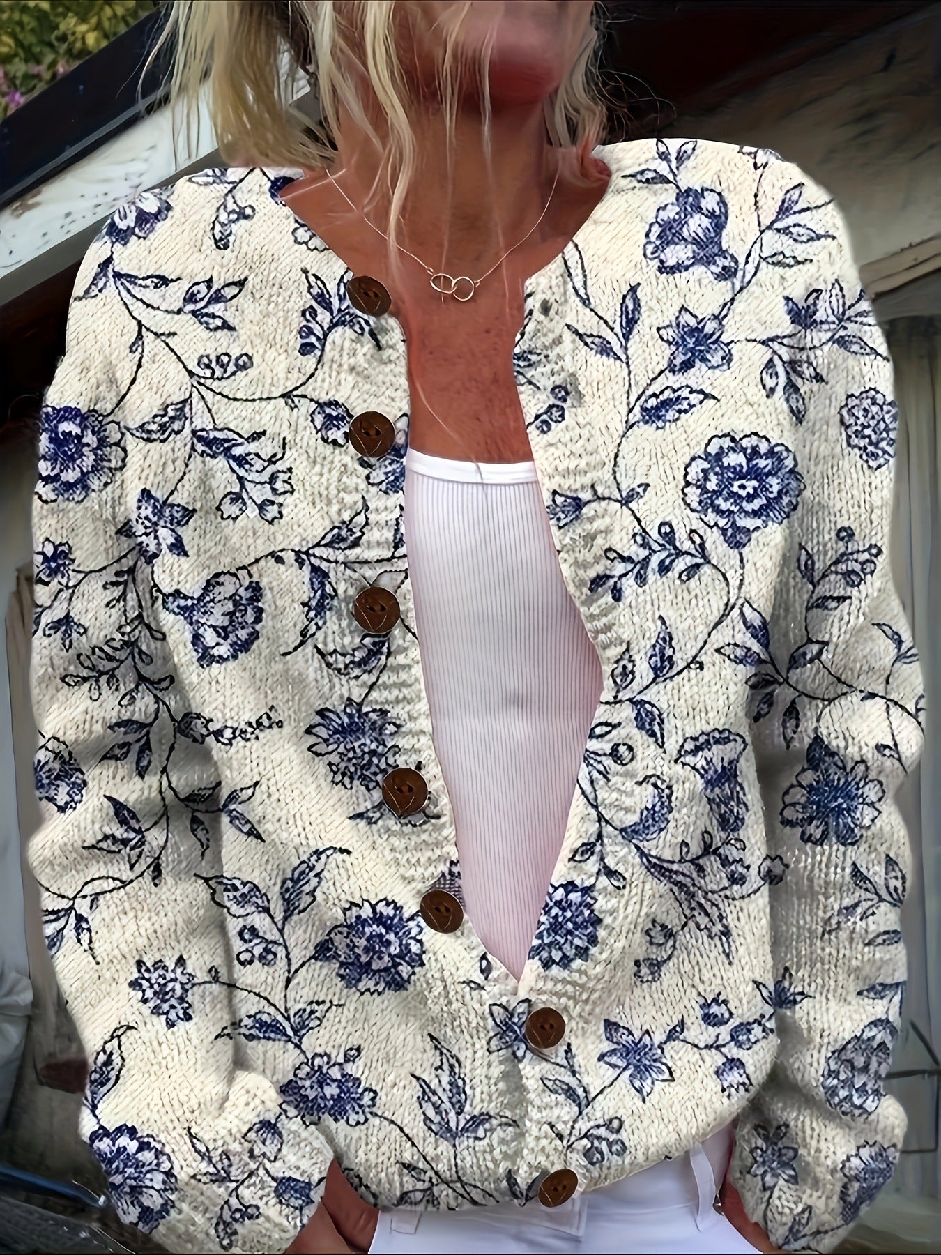Women’s Knitted Cardigan – Oversized, Relaxed-Fit, Single-Breasted, Long-Sleeve Sweater Jacket