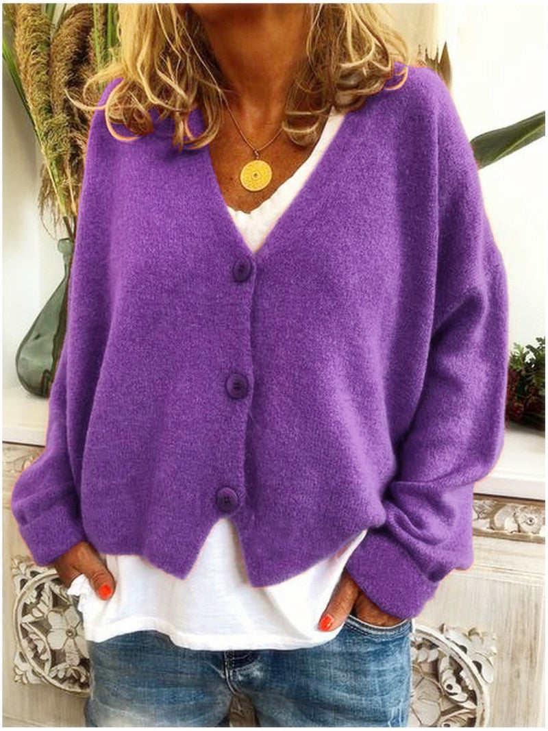 Women's Knitted Cardigan with Batwing Sleeves