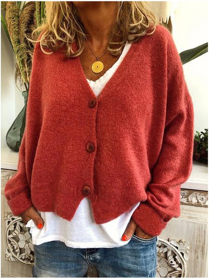 Women's Knitted Cardigan with Batwing Sleeves