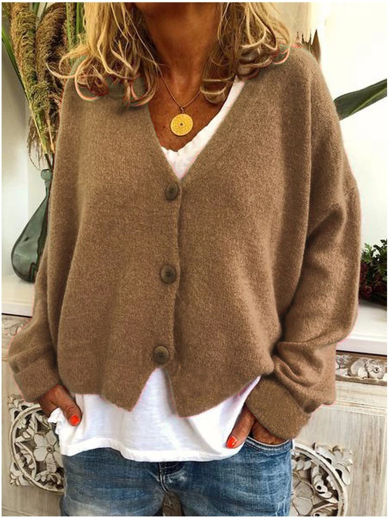 Women's Knitted Cardigan with Batwing Sleeves