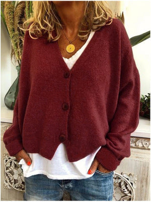 Women's Knitted Cardigan with Batwing Sleeves