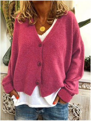Women's Knitted Cardigan with Batwing Sleeves