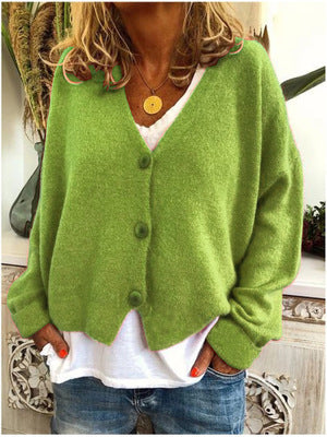 Women's Knitted Cardigan with Batwing Sleeves