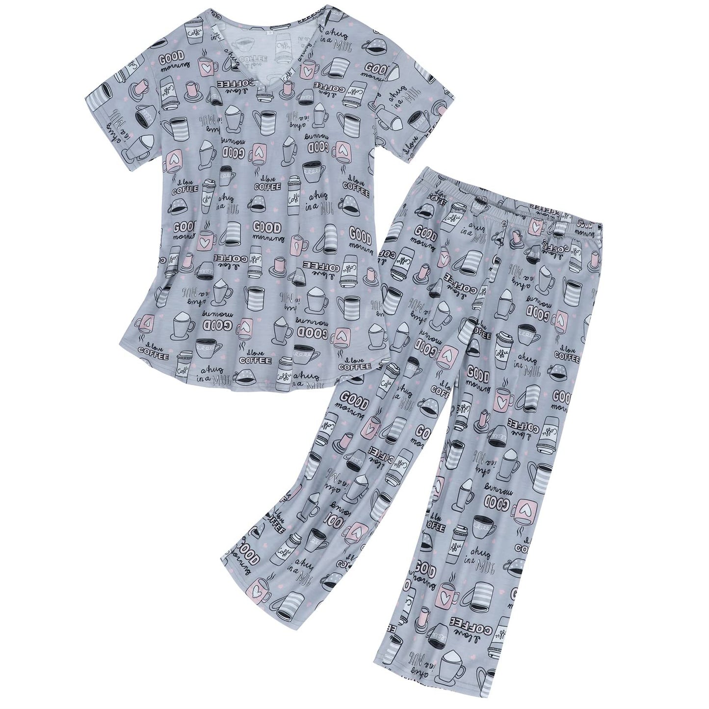 Women's Knitted Cotton Pajamas Set with Animal Print