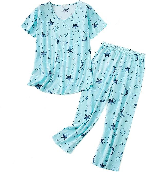 Women's Knitted Cotton Pajamas Set with Animal Print
