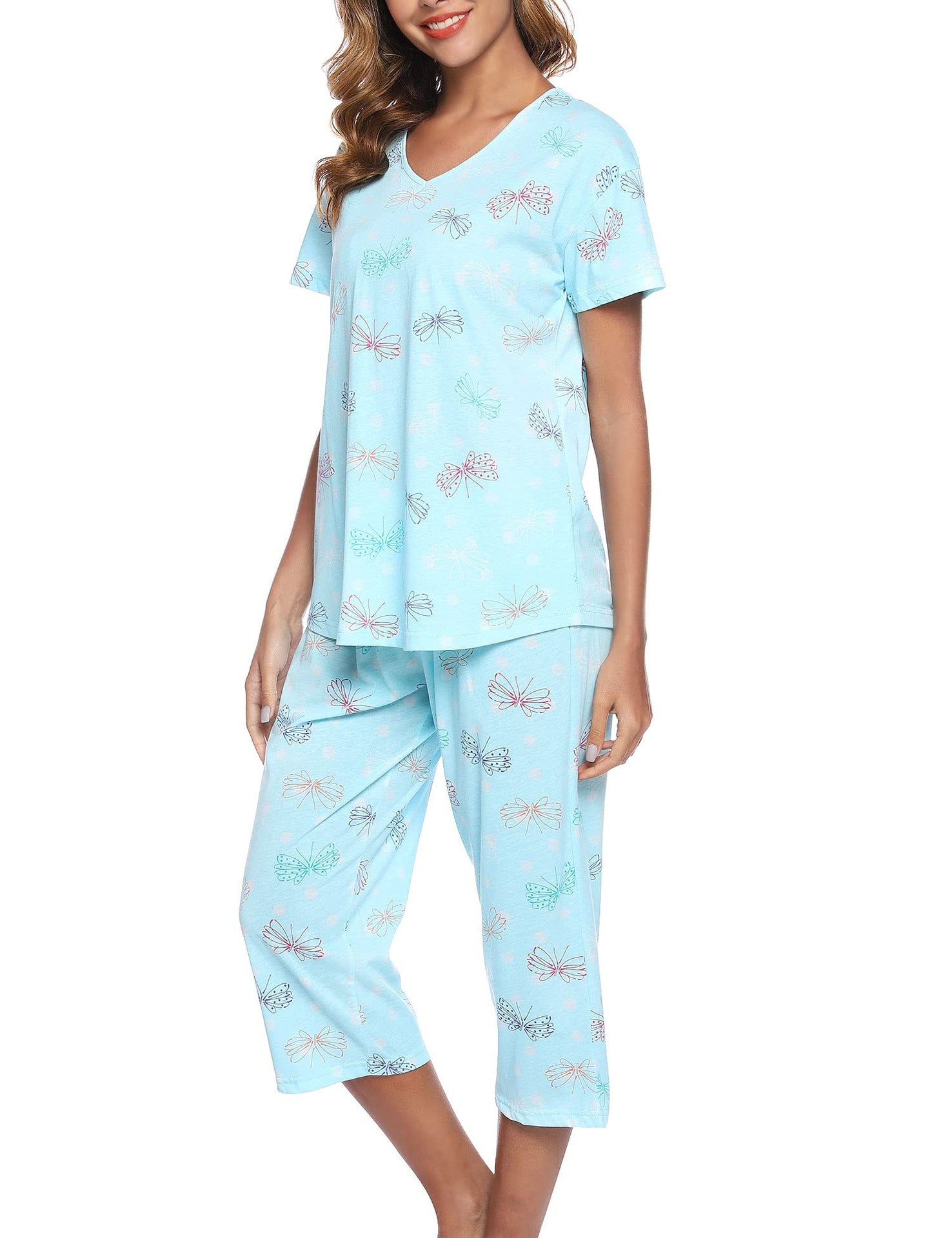 Women's Knitted Cotton Pajamas Set with Animal Print