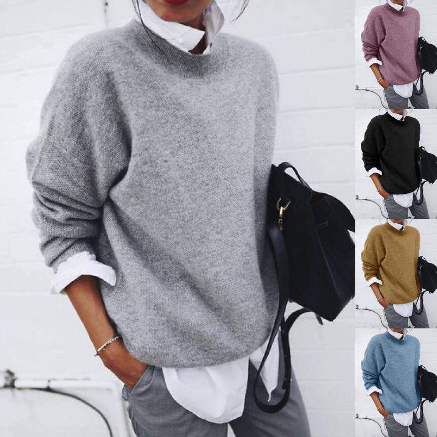 Women's Knitted Long Sleeve Pullover Sweater