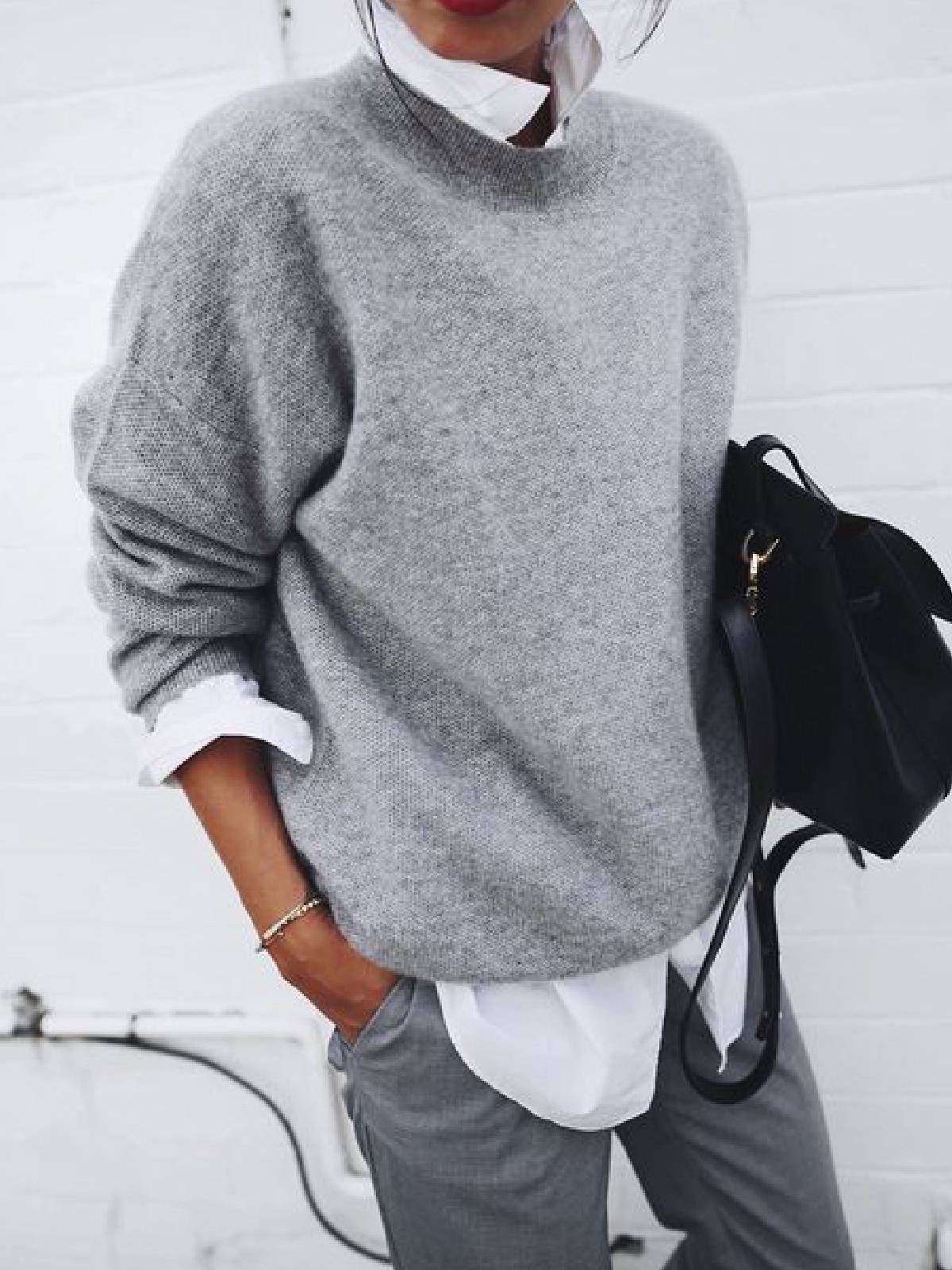 Women's Knitted Long Sleeve Pullover Sweater