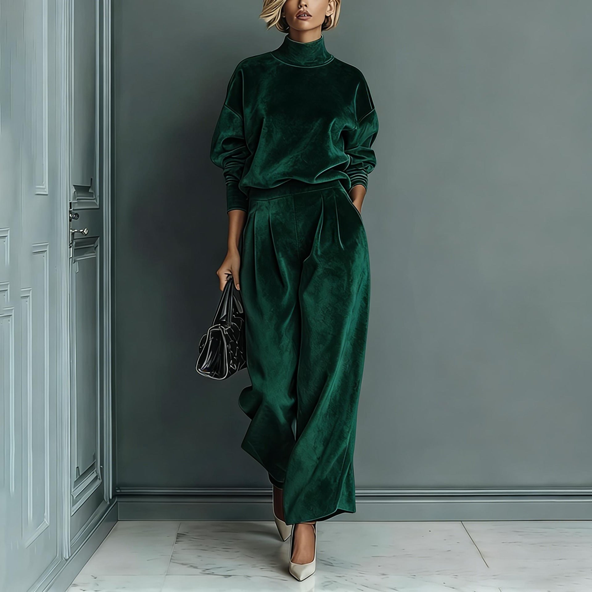 Women's knitted long-sleeved dress