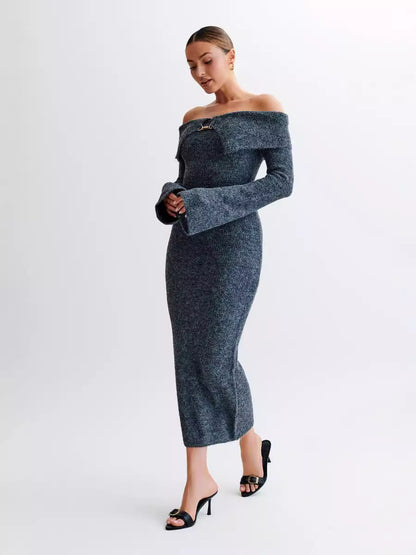 Women's Knitted One-Shoulder Slim Dress