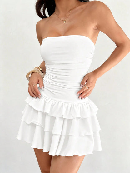 Women's Knitted Ruffle Mini Dress