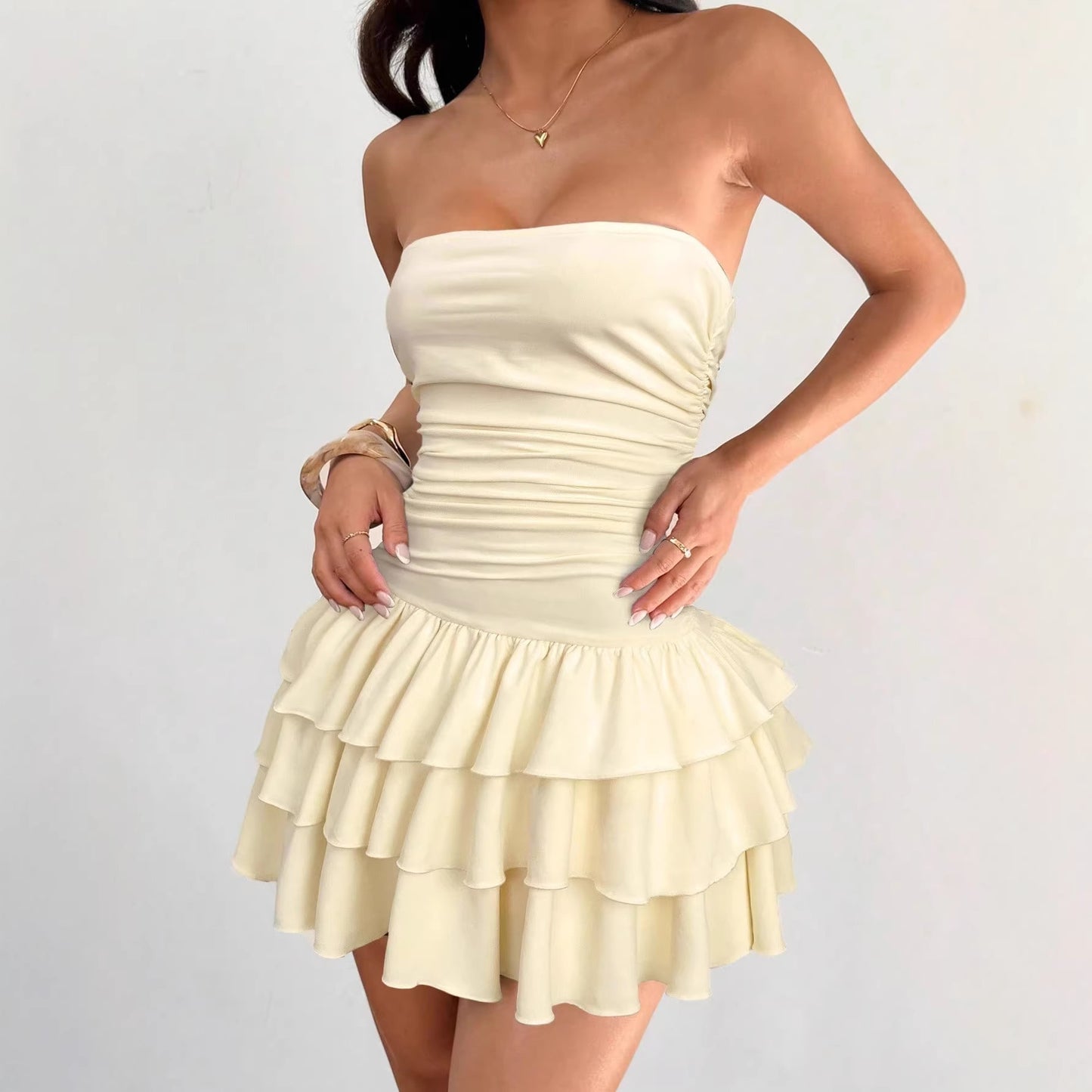 Women's Knitted Ruffle Mini Dress